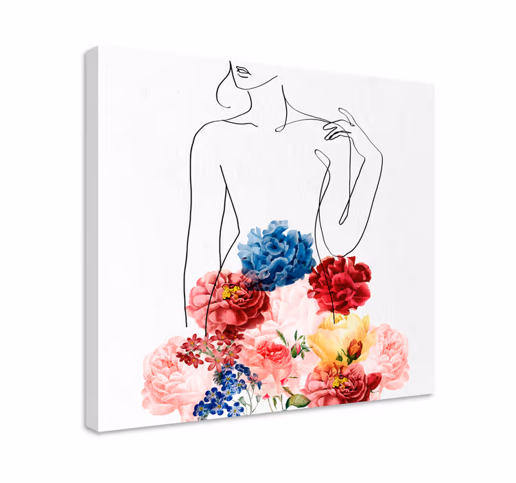 Blomstret silhuet design blomster og planter lærredsbillede - TenStickers