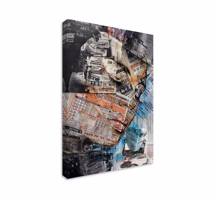 Kvinde ansigt på aviser canvas kunst print - TenStickers