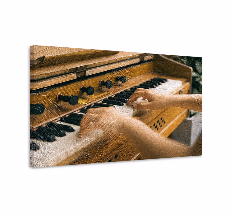 Musik lærredsbillede med hænder på tangenter - TenStickers