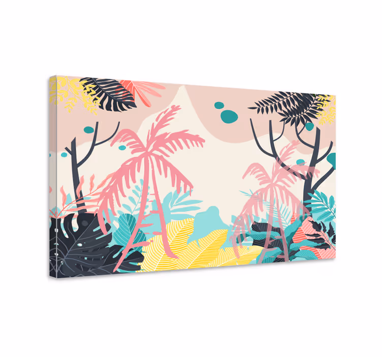 Blomster og planter lærredsbillede tropisk naturscene - TenStickers