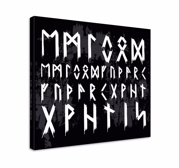 Viking alfabet vintage skandinavisk lærredsbillede - TenStickers