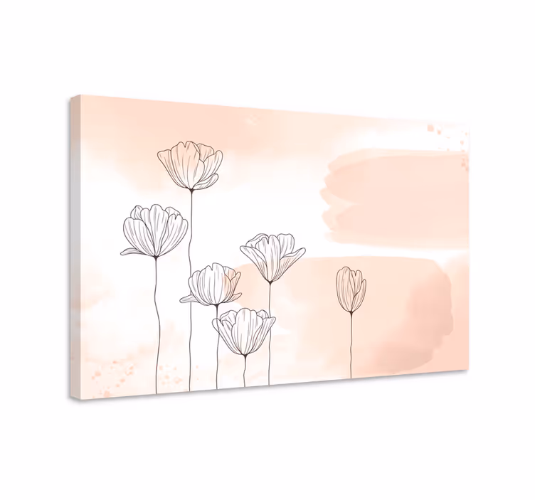 Blomster linje blomst lærred - TenStickers