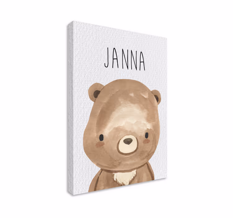 Babybjørn med navn lærredsbillede til børneværelse - TenStickers
