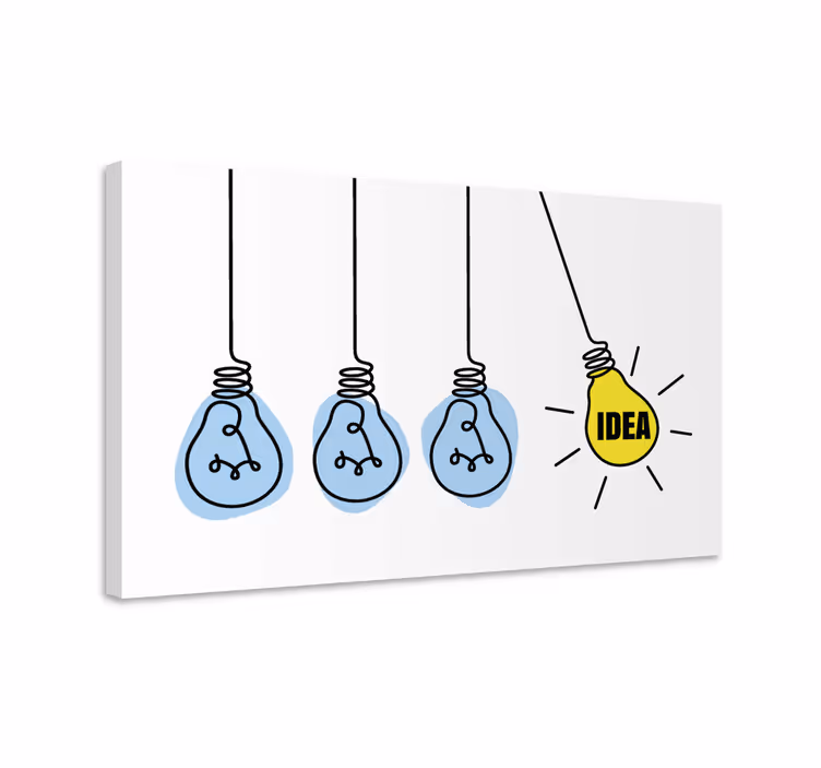 Idea med lyspærer inspirerende citat på lærredsbillede - TenStickers