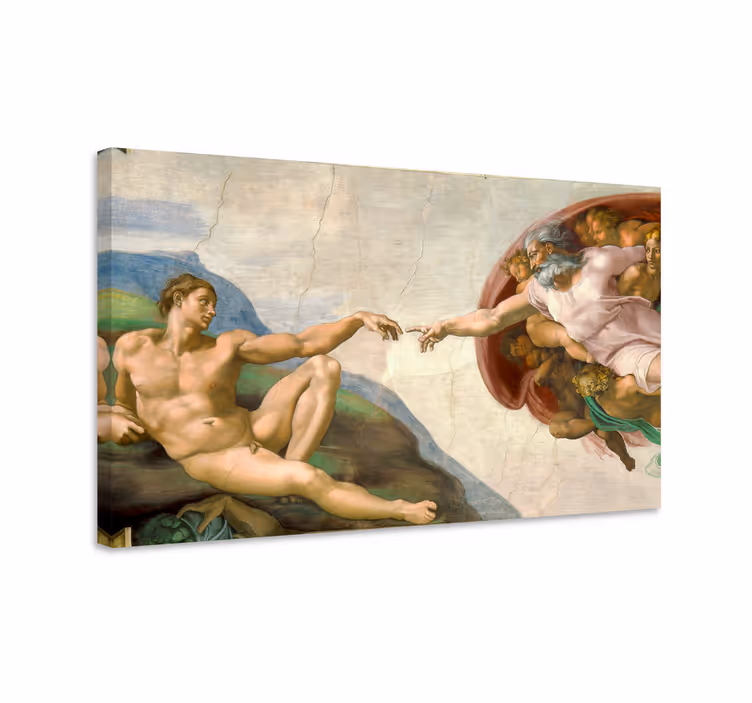 Skabelse af Adam maleri af Michelangelo lærred - TenStickers