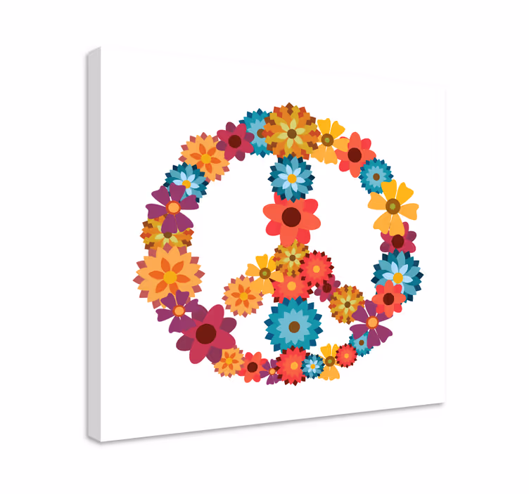 Blomstret hippie symbol lærredsbillede - TenStickers