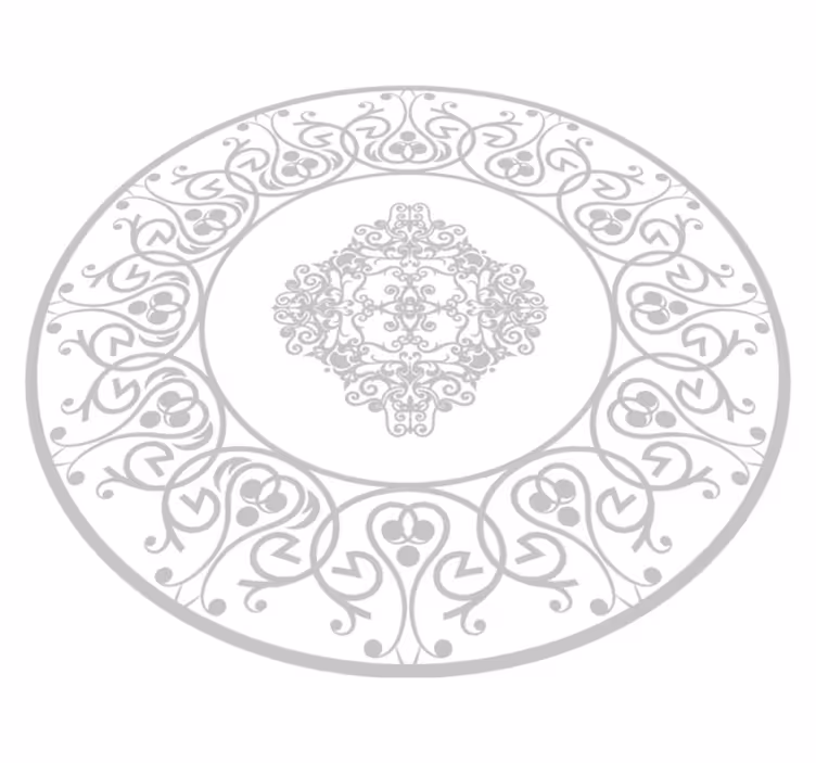 Rund damask hvidt vinyl tæppe - TenStickers