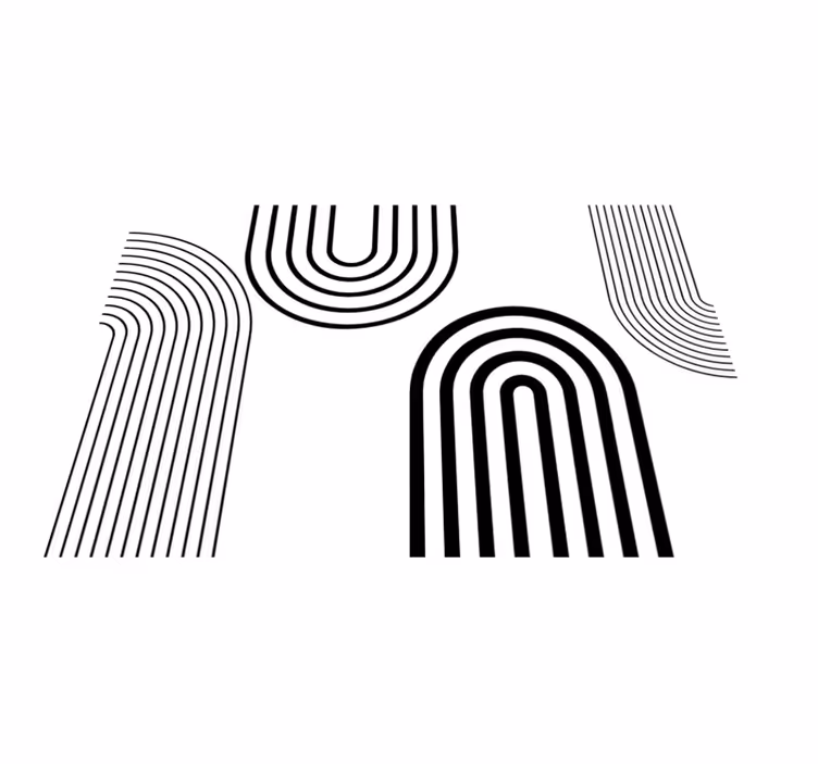 Tynde minimalistiske sorte buer hvidt vinyl tæppe - TenStickers