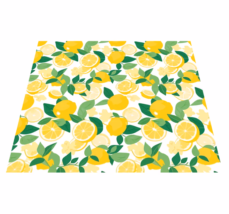Citron skive mønster vinyl tæppe gul - TenStickers