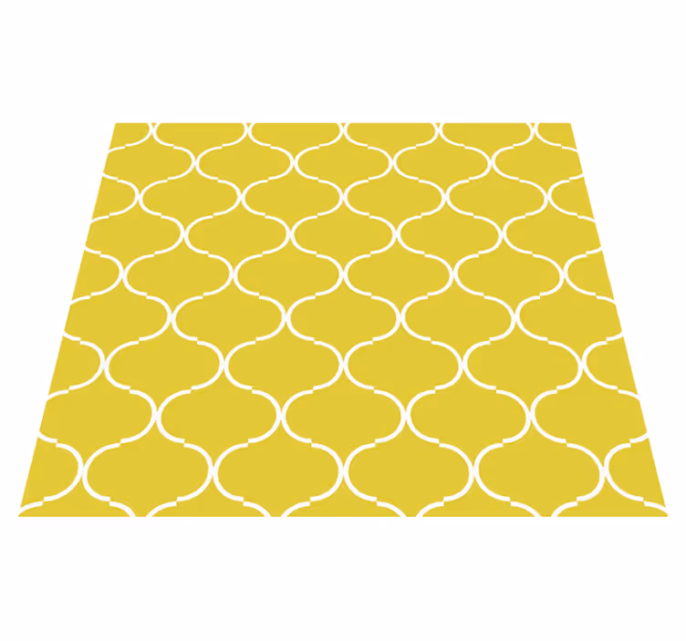 Geometrisk linjemønster vinyl tæppe gul - TenStickers