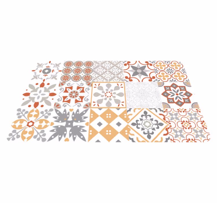 Orange mosaik vinyltæppe til køkkenet - TenStickers