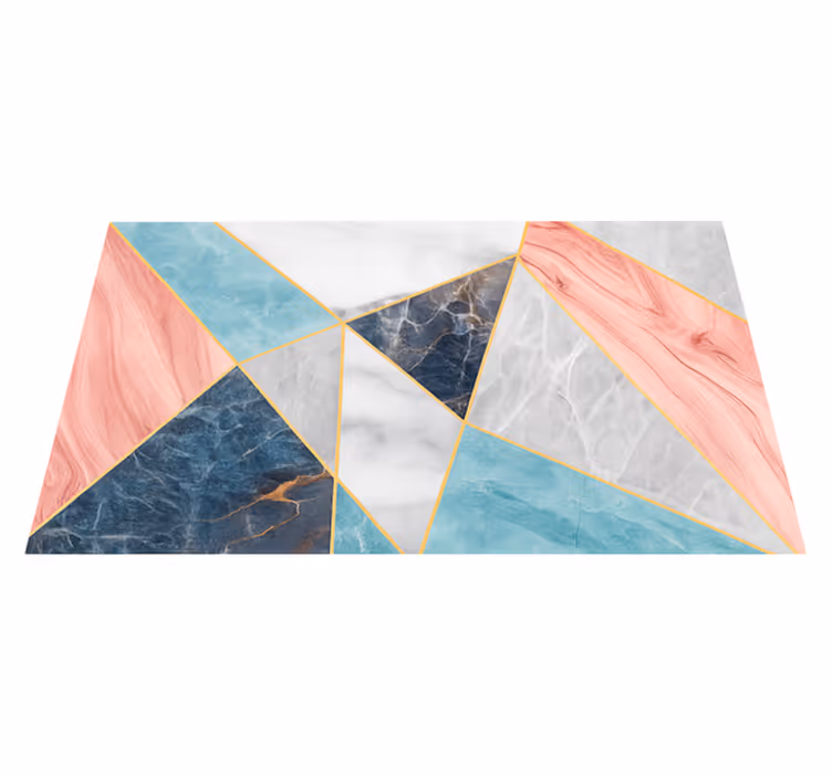 Farverigt geometrisk design marmor vinyl tæppe - TenStickers