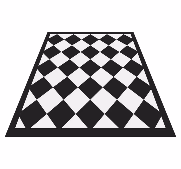 Diagonale sorte firkanter firkantet vinyl tæppe - TenStickers
