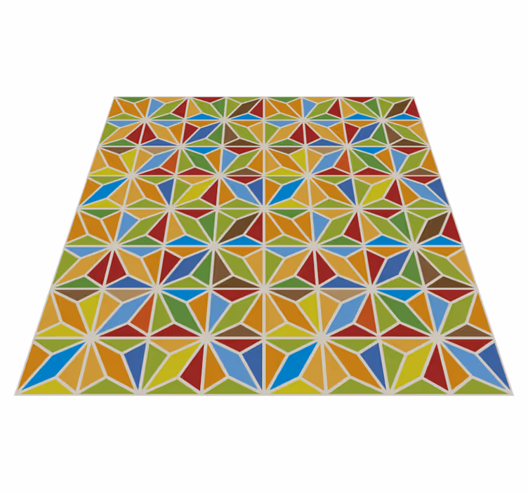 Kalejdoskopisk geometrisk flise vinyl tæppe til spisestue - TenStickers