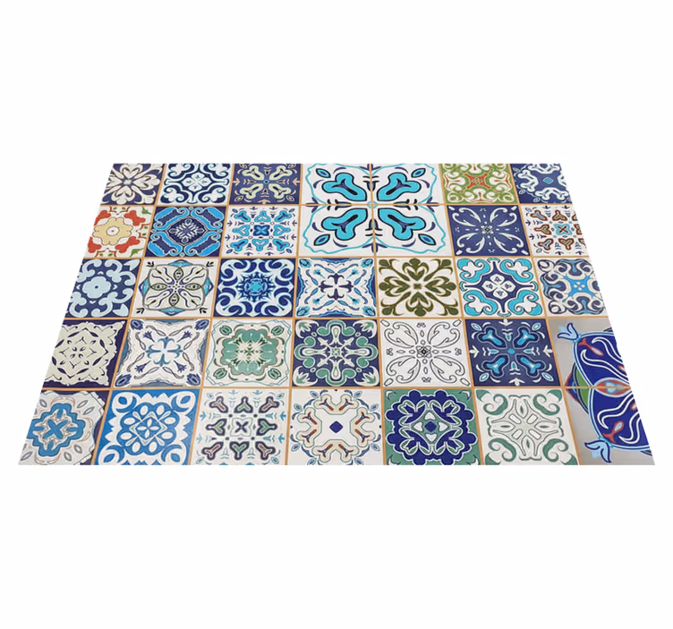 Vinyl tæppe til stuen mediterranean mosaic mat - TenStickers
