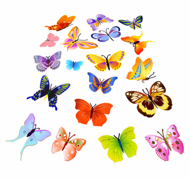 Vinyltæpper med dyr multicolor flyvende sommerfugle - TenStickers
