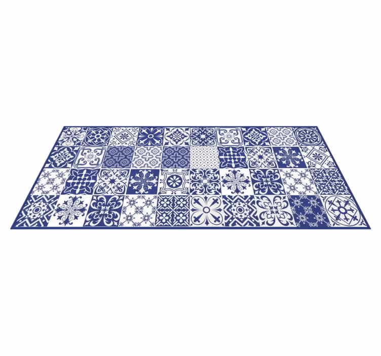 Køkken tæpper cobalt porcelæn collage - TenStickers
