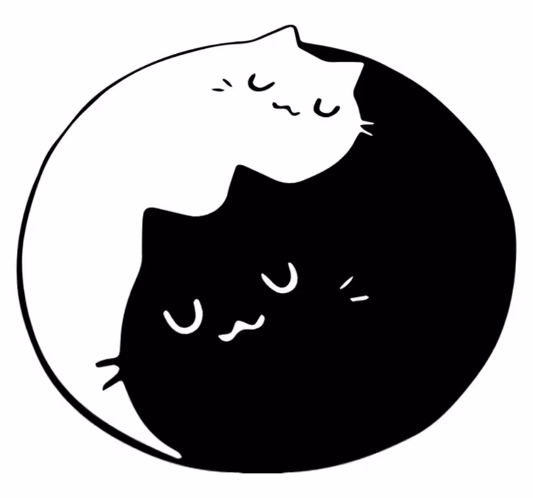 Vinyltæpper med dyr yin yang katte - TenStickers