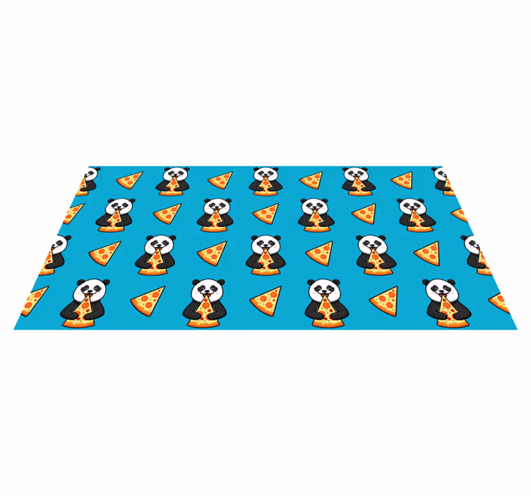 Vinyltæpper med dyr panda spiser pizza - TenStickers
