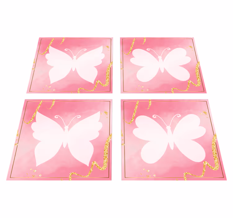 Vinyltæpper med dyr pink sommerfugle fliser - TenStickers