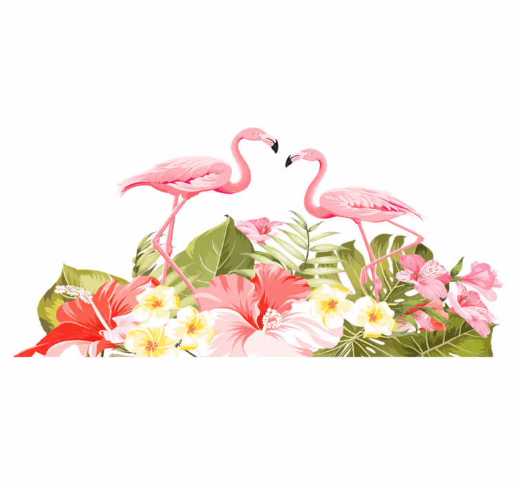 Vinyltæpper med dyr tropisk blomst flamingo - TenStickers
