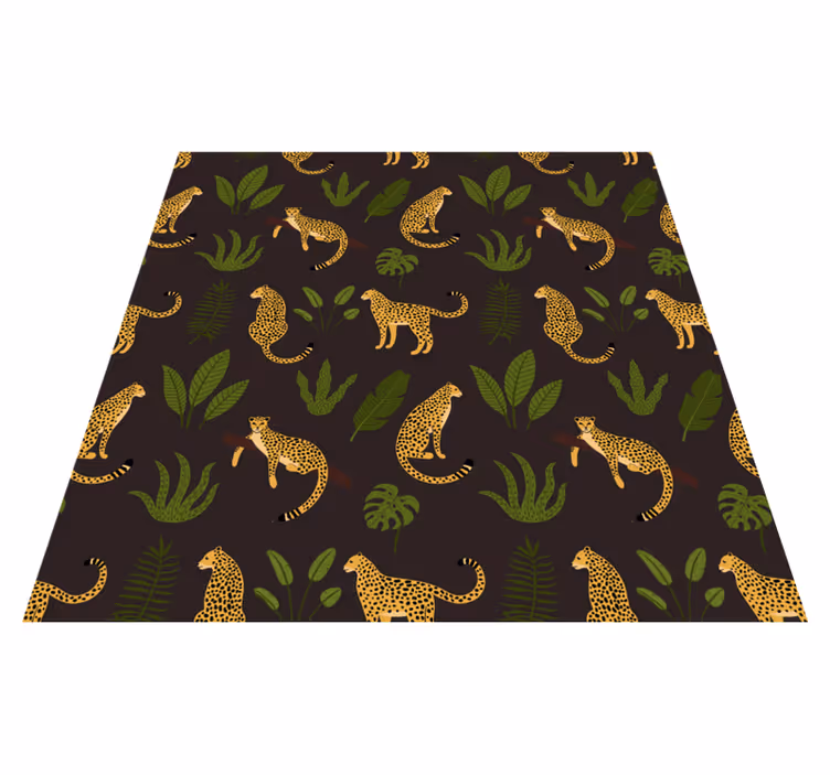 Vinyltæpper med dyr mørk botanisk og vild leopard mønster - TenStickers