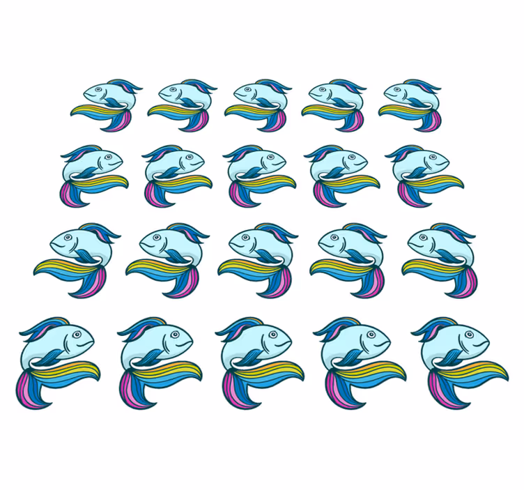 Vinyltæpper med dyr blue neon fisk - TenStickers