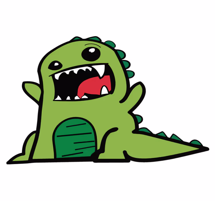 Vinyltæpper med dyr grøn dinosaur doodle skræmmende - TenStickers