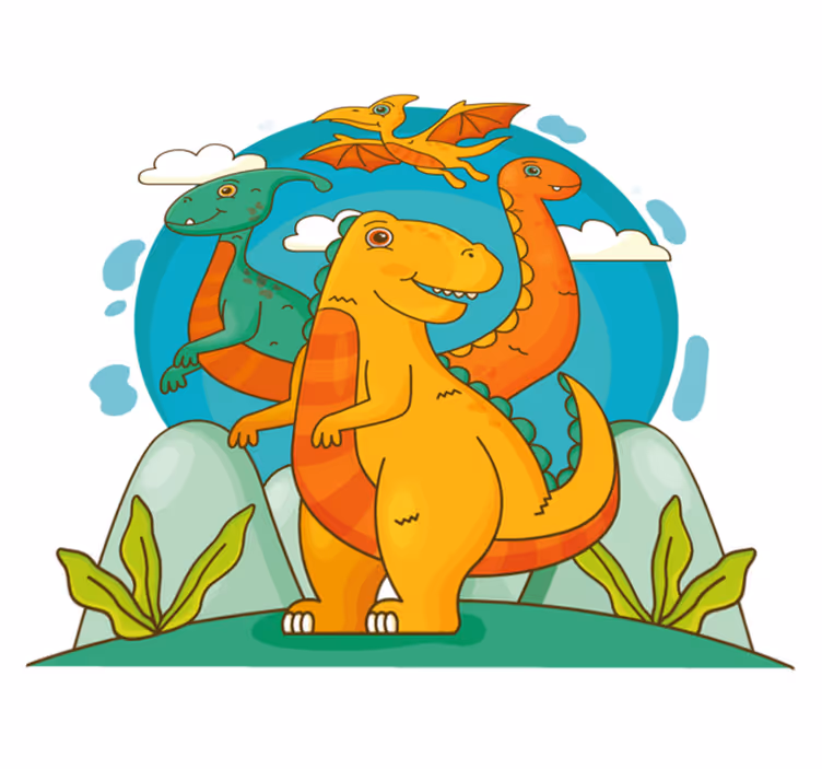 Vinyltæpper med dyr dinosaurer i junglen - TenStickers