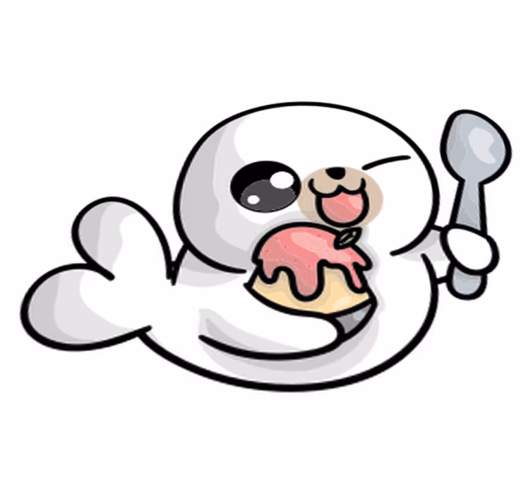 Vinyltæpper med dyr anime baby sæl - TenStickers