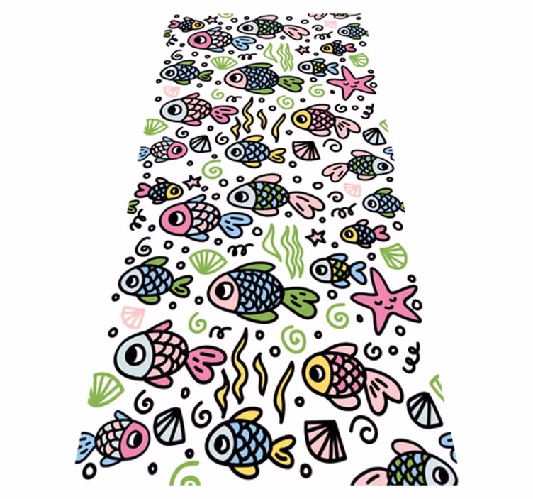 Vinyltæpper med dyr multicolor fiske mønster - TenStickers