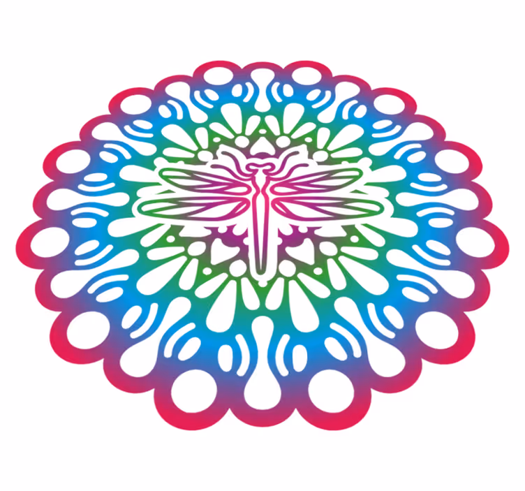 Vinyltæpper med dyr colorful dragonfly mandala - TenStickers