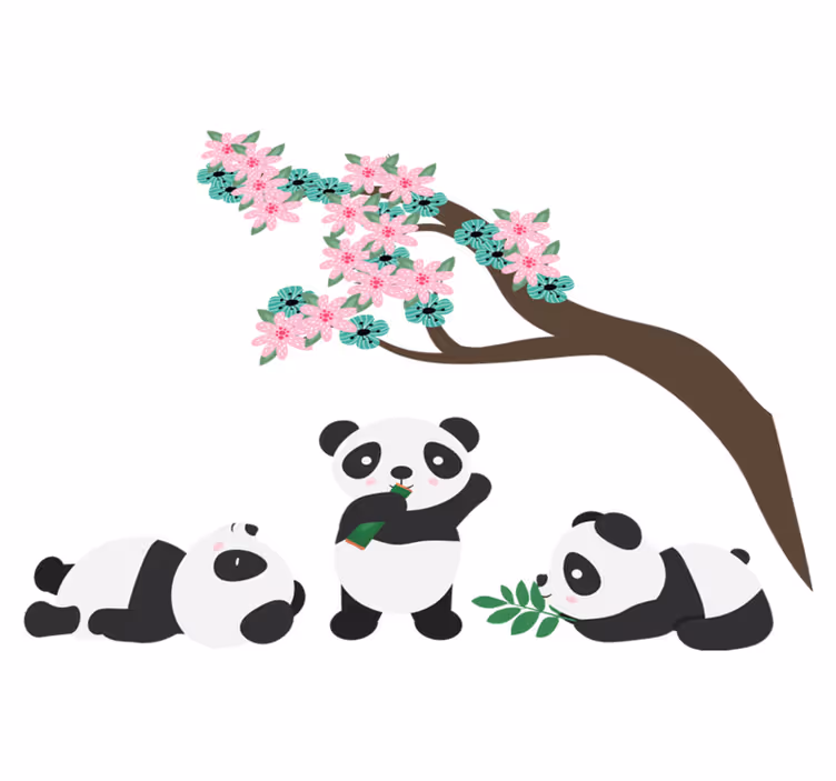 Vinyltæpper med dyr fantastiske pandaer - TenStickers