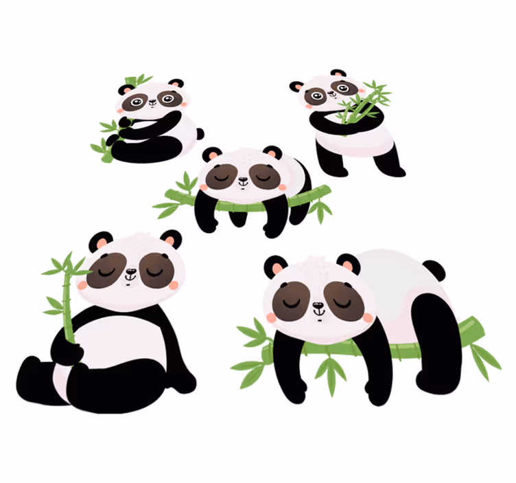 Vinyltæpper med dyr søde panda illustrationer - TenStickers