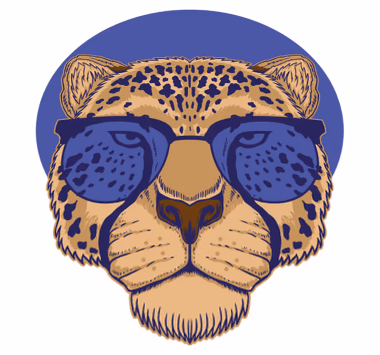 Vinyltæpper med dyr leopard iført briller - TenStickers