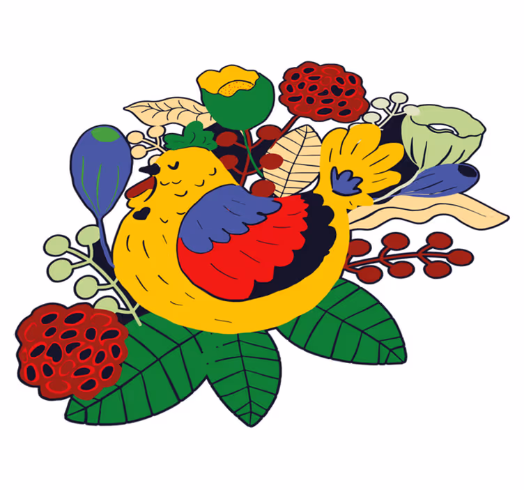 Vinyltæpper med dyr farverige fugle og blomster - TenStickers