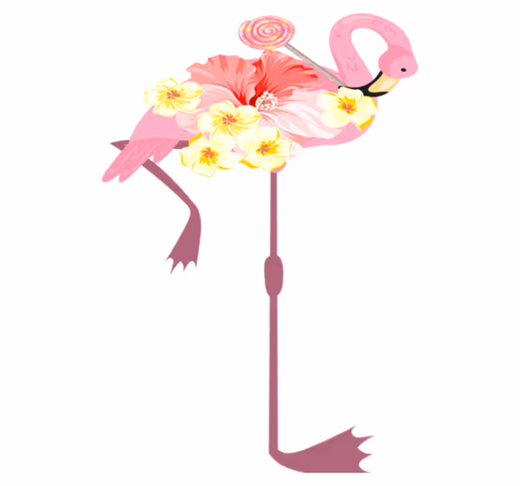 Vinyltæpper med dyr flamingo blomsterdesign - TenStickers