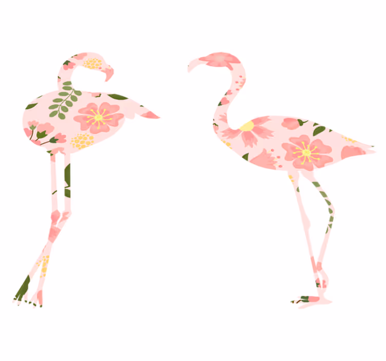 Vinyltæpper med dyr flamingo blomster mønster - TenStickers