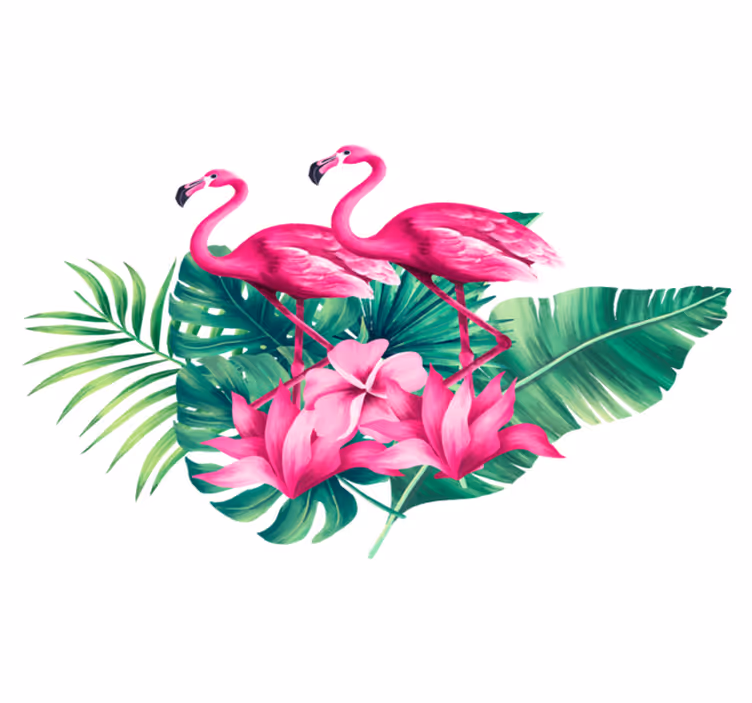 Vinyltæpper med dyr flamingoer og foliage - TenStickers