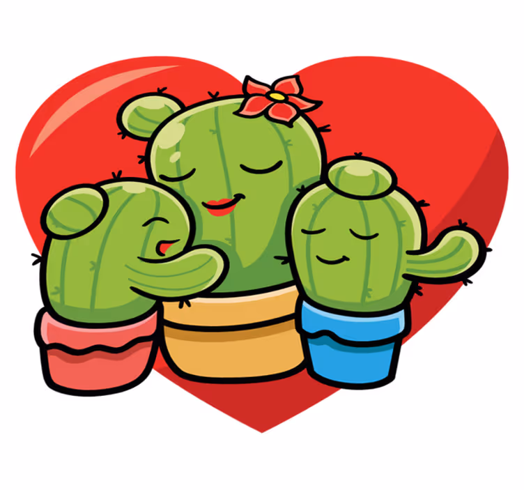 Vinyltæpper med dyr cactus familie kærlighed - TenStickers