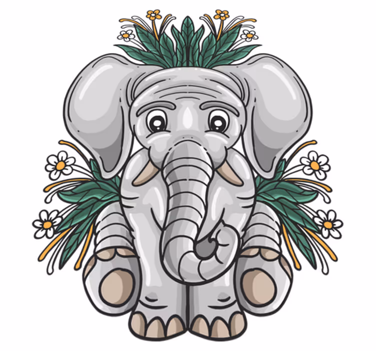 Vinyltæpper med dyr sød elefant illustration - TenStickers