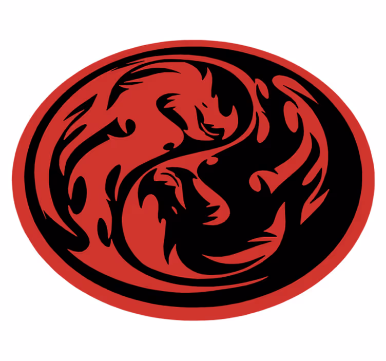 Vinyltæpper med dyr yin yang drager - TenStickers