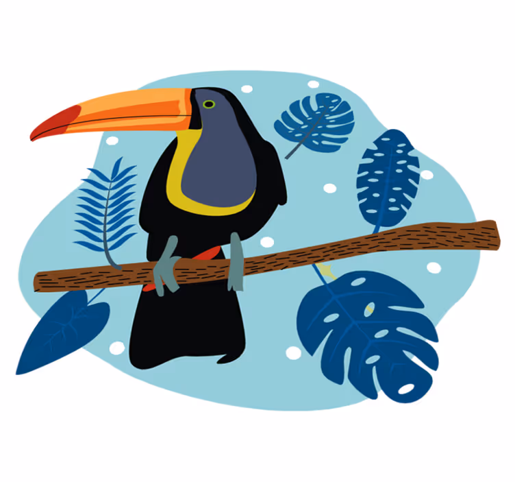 Vinyltæpper med dyr tropical toucan perched - TenStickers