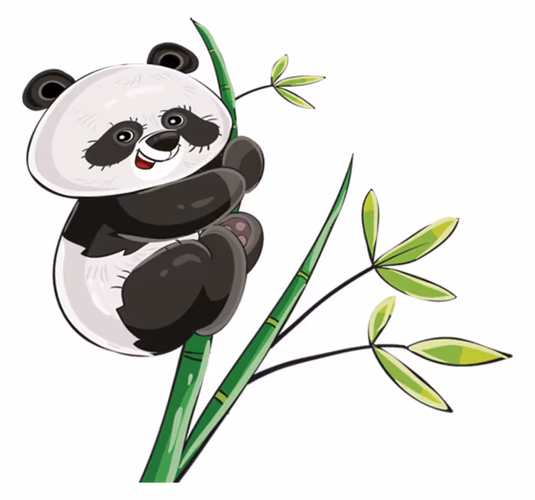 Vinyltæpper med dyr panda klatrer i bambus - TenStickers