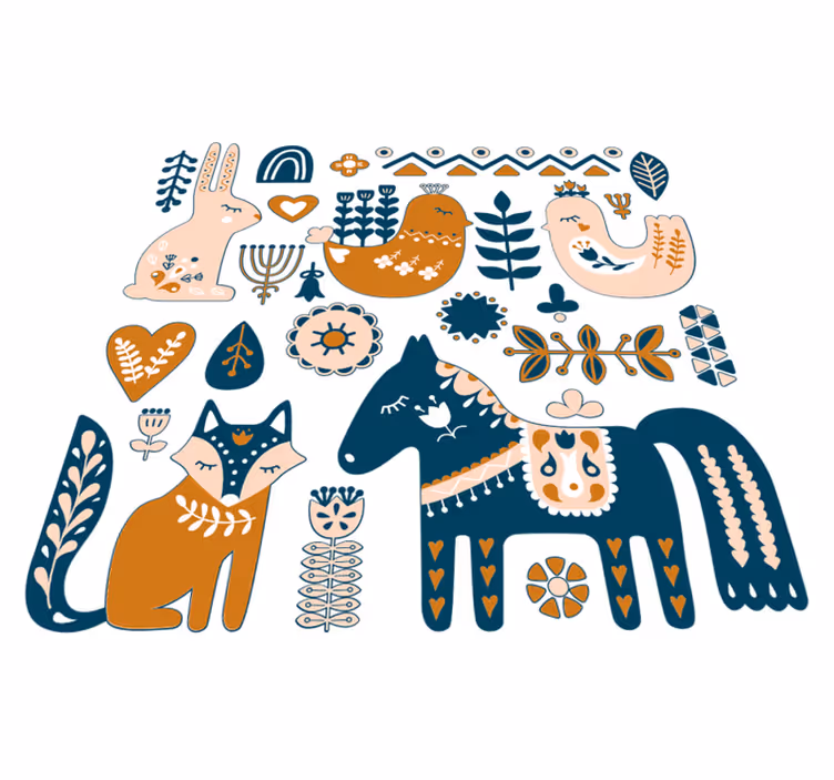 Vinyltæpper med dyr farverige dyreillustrationer - TenStickers