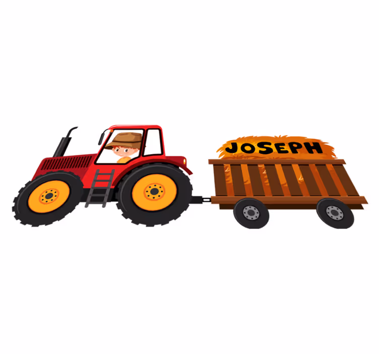 Vinyltæpper med dyr traktor med hø - TenStickers