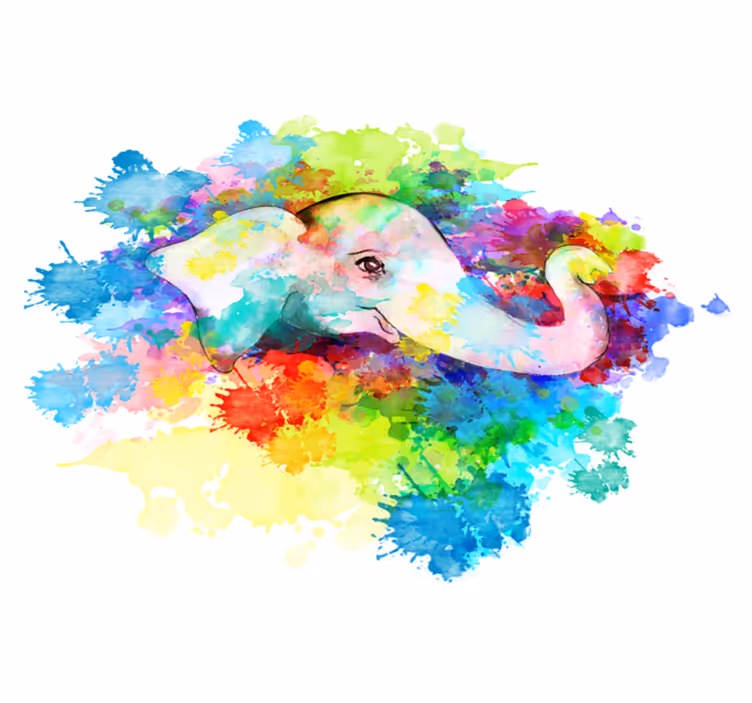Vinyltæpper med dyr farverig elefant splash - TenStickers