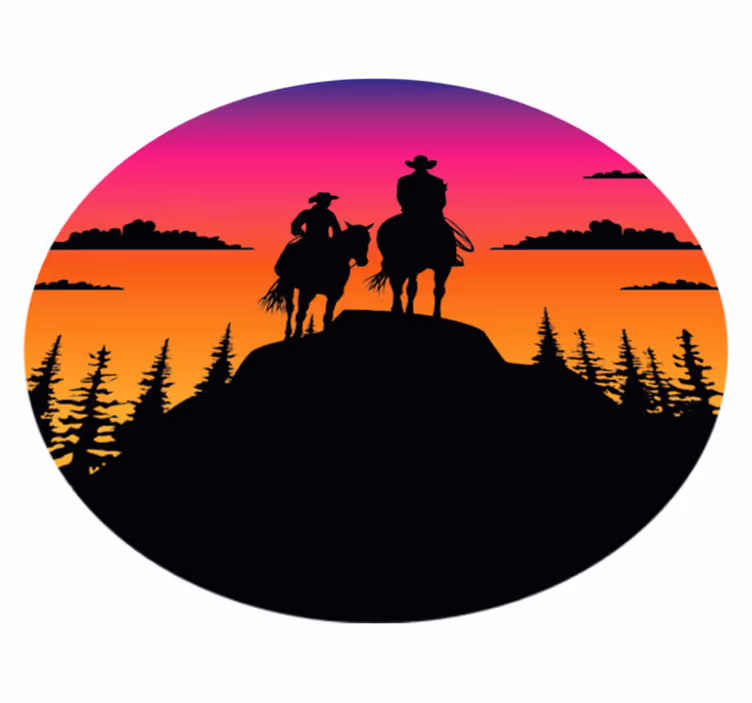 Vinyltæpper med dyr bjerge vilde vest og heste - TenStickers