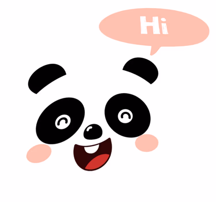 Vinyltæpper med dyr cartoon panda siger hej - TenStickers