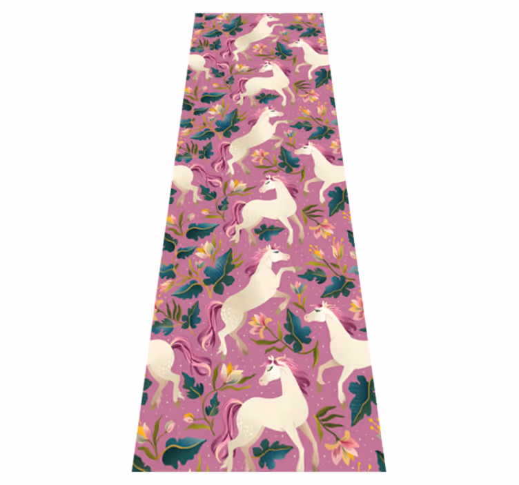 Vinyltæpper med dyr i pink og blomster heste design - TenStickers